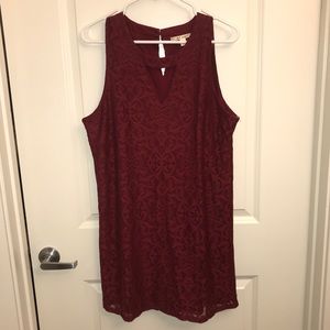 Red lace keyhole dress
